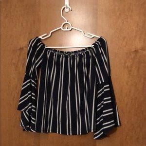 Express striped off the shoulder blouse